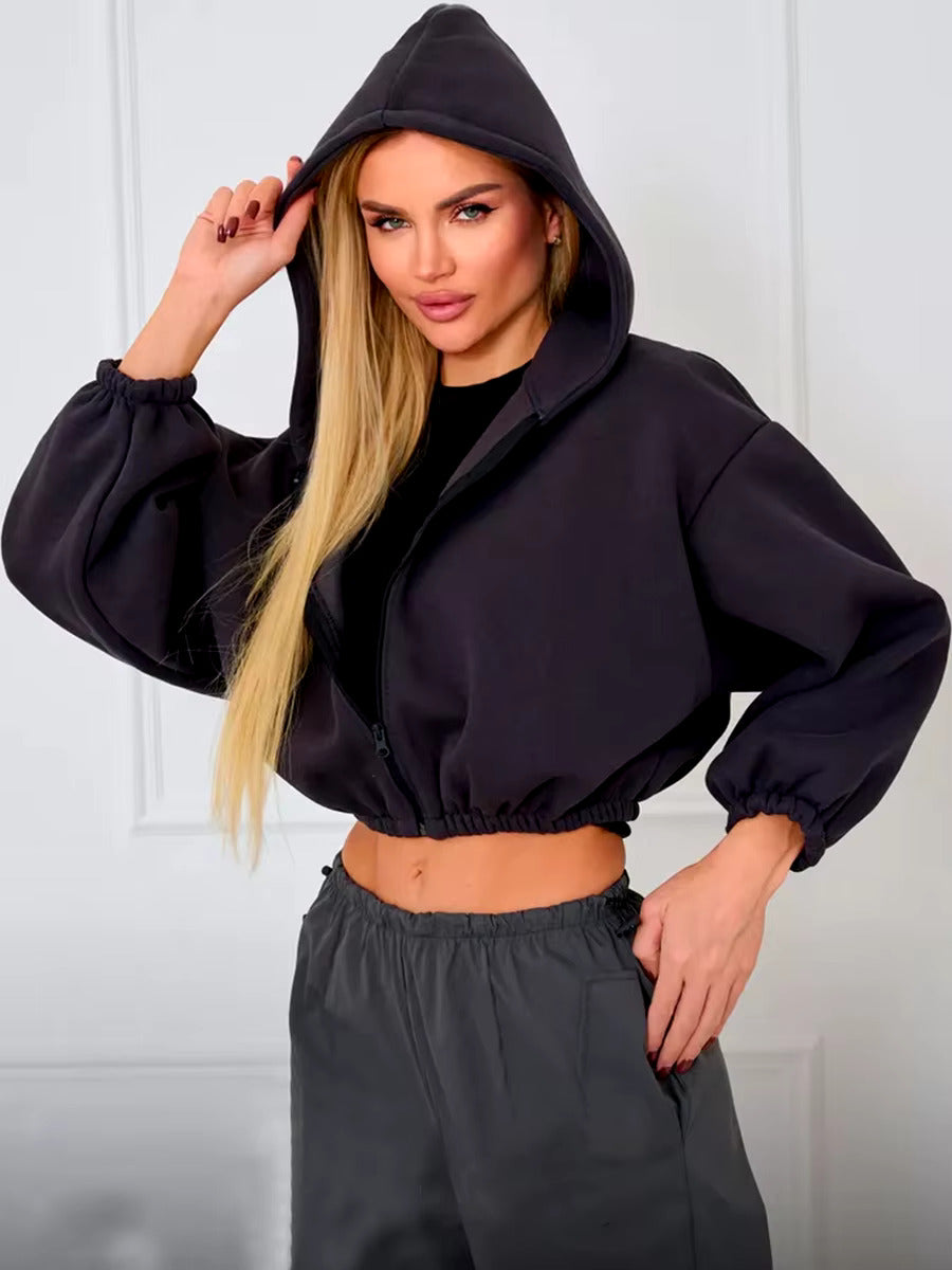 Cropped Zip Hoodie