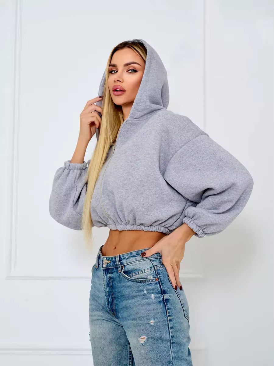 Cropped Zip Hoodie